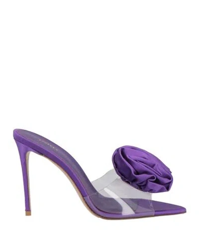 Le Silla Woman Sandals Purple Size 8 Textile Fibers