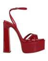 Le Silla Woman Sandals Red Size 11 Leather In Burgundy