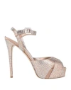 Le Silla Woman Sandals Rose Gold Size 10.5 Textile Fibers In Multi