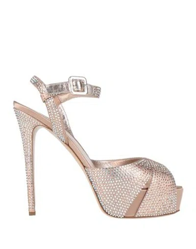 Le Silla Woman Sandals Rose Gold Size 10.5 Textile Fibers In Multi