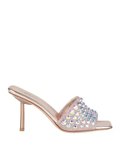 Le Silla Woman Sandals Rose Gold Size 5.5 Textile Fibers, Leather