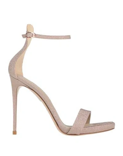 Le Silla Woman Sandals Rose Gold Size 7 Textile Fibers, Soft Leather