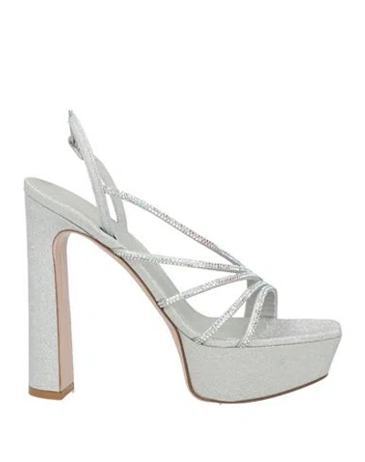 Le Silla Woman Sandals Silver Size 11 Textile Fibers