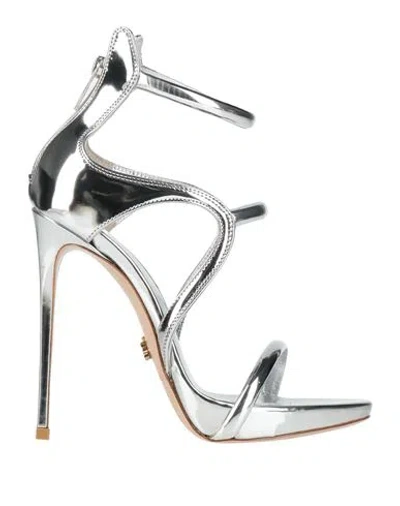 Le Silla Woman Sandals Silver Size 5 Textile Fibers