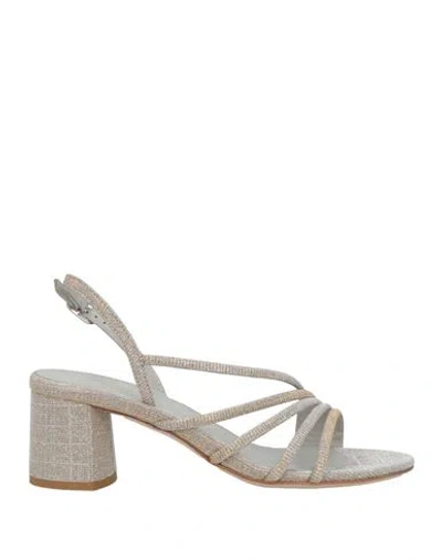 Le Silla Woman Sandals Silver Size 5 Textile Fibers In Neutral