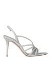 Le Silla Woman Sandals Silver Size 6 Leather, Textile Fibers In Silver