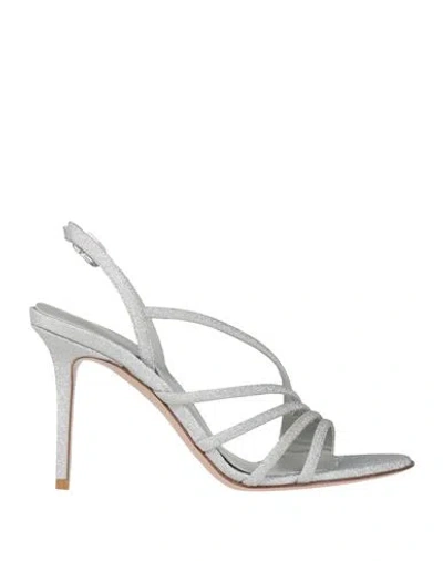 Le Silla Woman Sandals Silver Size 6 Leather, Textile Fibers