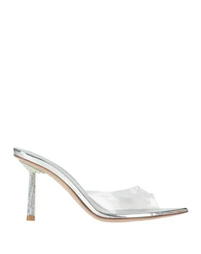 Le Silla Woman Sandals Silver Size 6.5 Leather, Synthetic Material