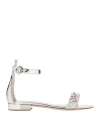 Le Silla Woman Sandals Silver Size 6.5 Leather, Textile Fibers In Silver