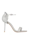 Le Silla Petalo 100mm Leather Sandals In Silver
