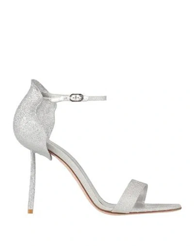 Le Silla Petalo 100mm Leather Sandals In Silver