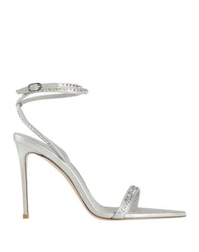 Le Silla Woman Sandals Silver Size 8 Leather In Metallic