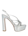 Le Silla Scarlet 140 Laminated Leather Platform Sandals In Silver