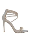 Le Silla Woman Sandals Silver Size 8 Textile Fibers In Silver