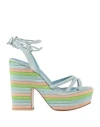 Le Silla Woman Sandals Sky Blue Size 7 Leather In Blue
