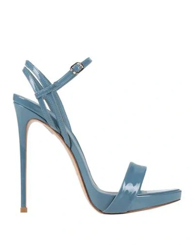 Le Silla Woman Sandals Slate Blue Size 5.5 Soft Leather In Blue
