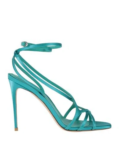 Le Silla Woman Sandals Turquoise Size 6.5 Textile Fibers In Blue