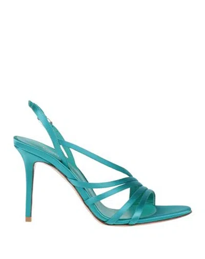 Le Silla Woman Sandals Turquoise Size 7 Textile Fibers In Blue