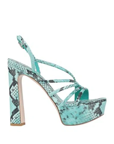 Le Silla Woman Sandals Turquoise Size 7.5 Leather In Blue