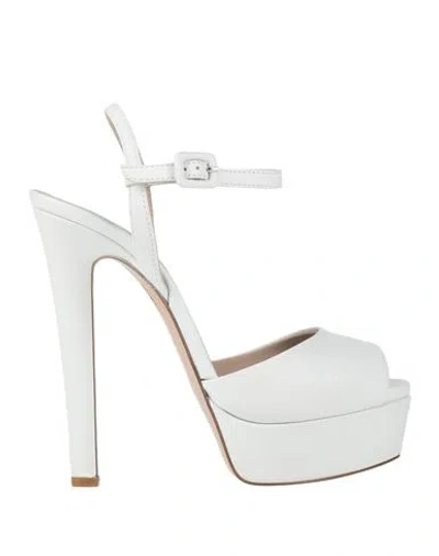 Le Silla Woman Sandals White Size 11 Leather In Animal Print