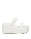 Le Silla Woman Sandals White Size 11 Leather, Textile Fibers In White