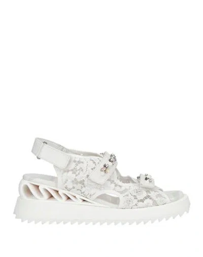 Le Silla Woman Sandals White Size 12 Textile Fibers, Leather