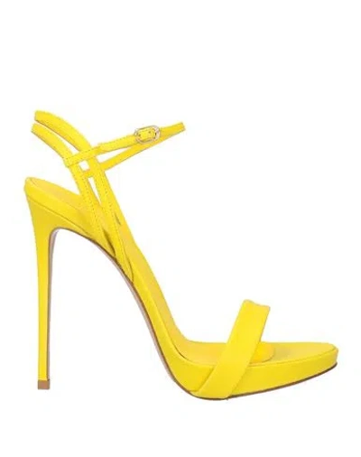 Le Silla Woman Sandals Yellow Size 12 Leather
