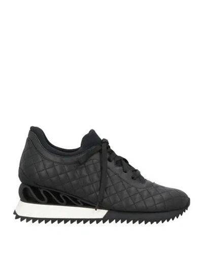 Le Silla Woman Sneakers Black Size 11 Leather, Textile Fibers
