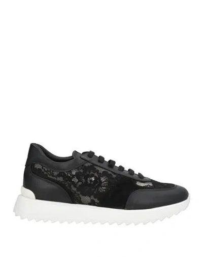Le Silla Woman Sneakers Black Size 11 Leather, Textile Fibers