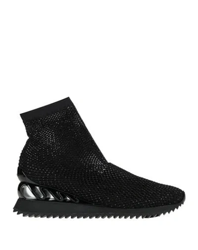 Le Silla Woman Sneakers Black Size 6 Leather, Textile Fibers