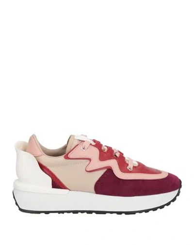 Le Silla Woman Sneakers Garnet Size 5 Soft Leather, Textile Fibers In Red