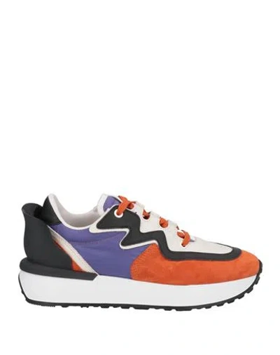 Le Silla Woman Sneakers Orange Size 6 Soft Leather, Textile Fibers