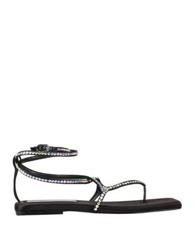 LE SILLA LE SILLA WOMAN THONG SANDAL BLACK SIZE 6.5 TEXTILE FIBERS