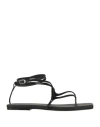Le Silla Woman Toe Strap Sandals Black Size 11 Soft Leather In Black