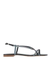 Le Silla Woman Thong Sandal Slate Blue Size 8 Textile Fibers In Blue