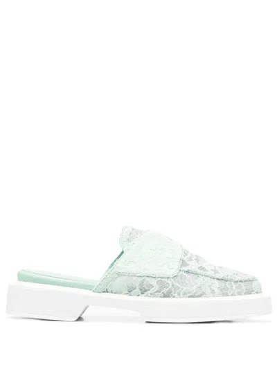 Le Silla Yacht Lace Mules In Green