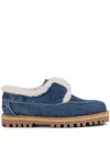 LE SILLA YACHT SHEARLING-TRIM DENIM LOAFERS