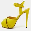 Le Silla Yellow Leather Ankle Strap Platform Sandals In Multi