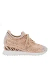 Le Silla Reiko Wave Rhinestone-embellished Sneakers In Beige