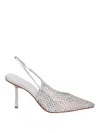 Le Silla Gilda 80 Crystal-embellished Slingback Pumps In Silver
