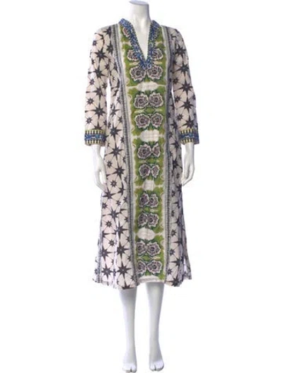 Pre-owned Le Sirenuse Positano Floral Print Long Dress In Multicolor