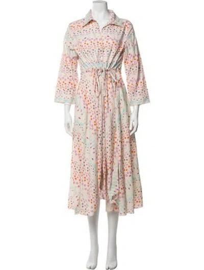 Pre-owned Le Sirenuse Positano Floral Print Long Dress In White