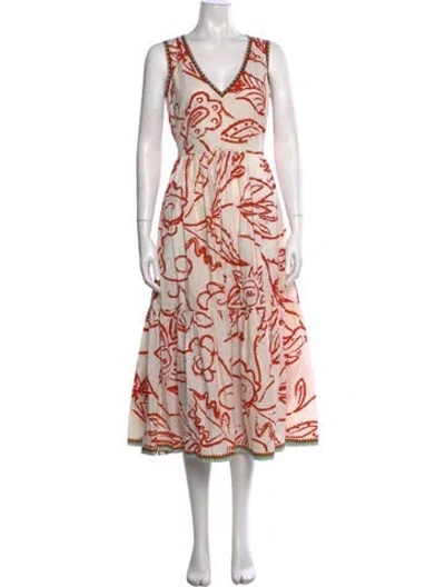 Pre-owned Le Sirenuse Positano Floral Print Midi Length Dress In Neutral