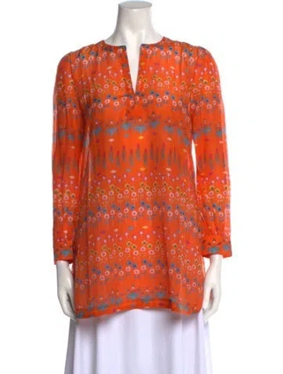 Pre-owned Le Sirenuse Positano Floral Print Mini Dress In Orange