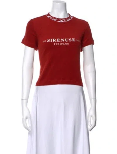 Pre-owned Le Sirenuse Positano Graphic Print Crew Neck T-shirt W/ Tags In Red