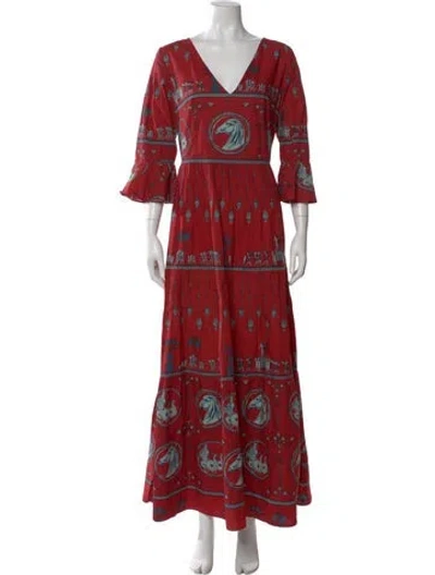 Pre-owned Le Sirenuse Positano Graphic Print Long Dress In Multi