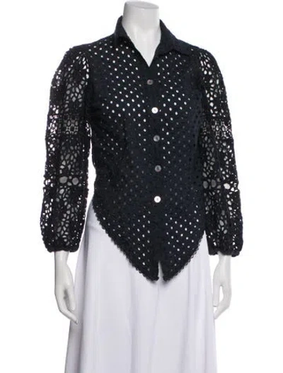 Pre-owned Le Sirenuse Positano Long Sleeve Blouse In Blue