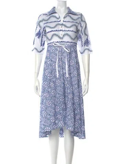 Pre-owned Le Sirenuse Positano Paisley Print Long Dress In White