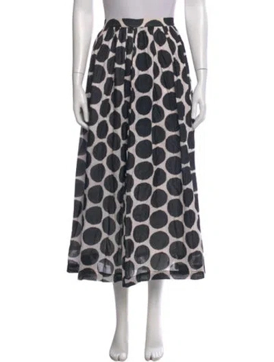 Pre-owned Le Sirenuse Positano Polka Dot Print Midi Length Skirt In Black
