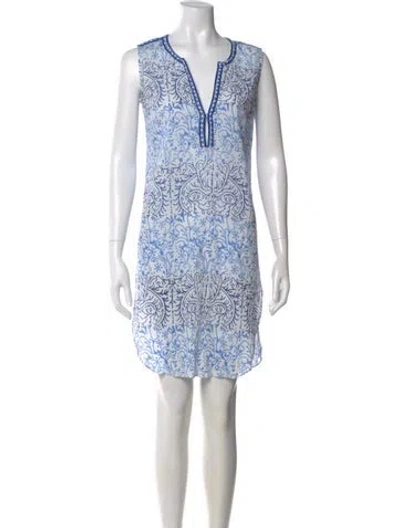 Pre-owned Le Sirenuse Positano Printed Knee-length Dress In Blue